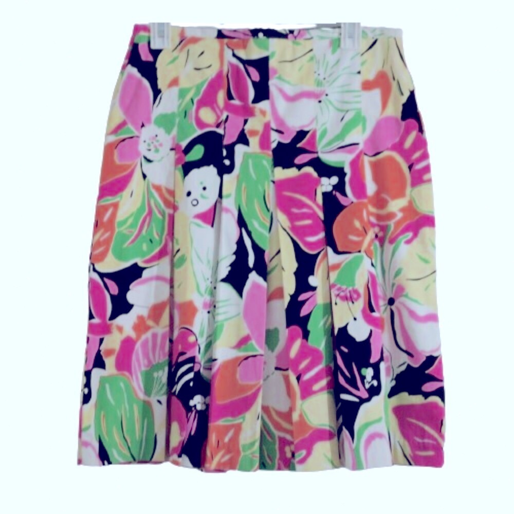 Della Spiga weekend cotton skirt pleated summer floral size 8
